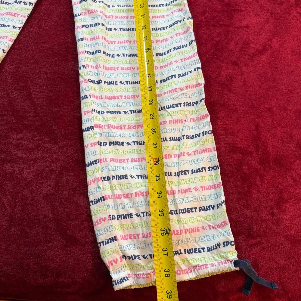 Disney Tinker Bell Pajama Pants S Sweet Sassy Spoiled Pixie Cotton Lounge White - Picture 4 of 9